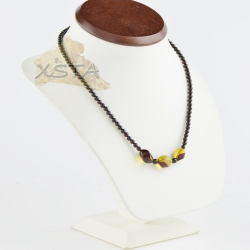 Amber necklace with cherry genuine beads